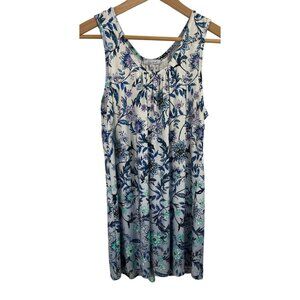 White Birch Womens Floral Tank Blouse Size Medium Blue & Purple